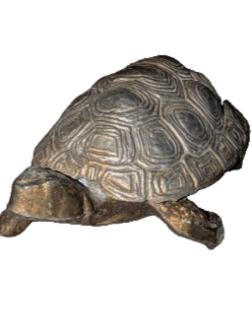 Mid Century Decorative trinket BRASS Turtle Box 1950s hinged lid 5.5 in long